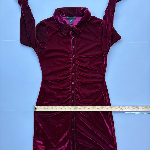 HOUSE OF HARLOW 1960 RED VELVET RUCHED FRONT DRESS DARK ROMANTIC WIMSIGOTH - Picture 11 of 14